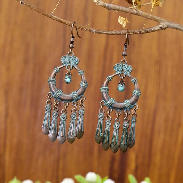 

Geometric Tassel Drop Earrings, Bronze