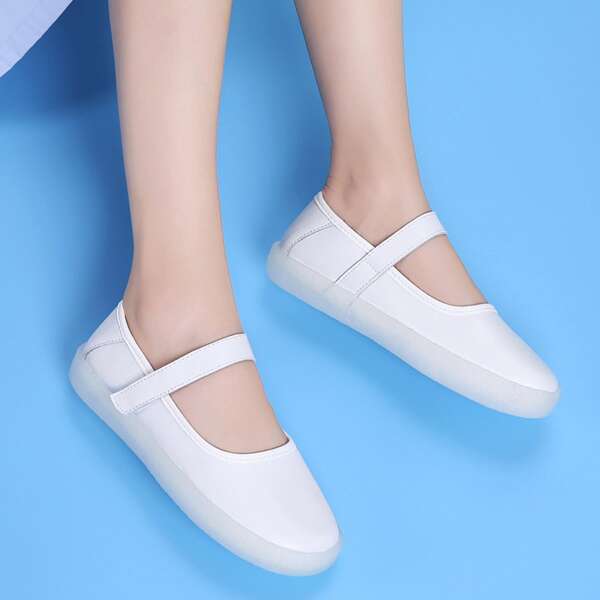 

Minimalist Velcro Strap Casual Shoes, White