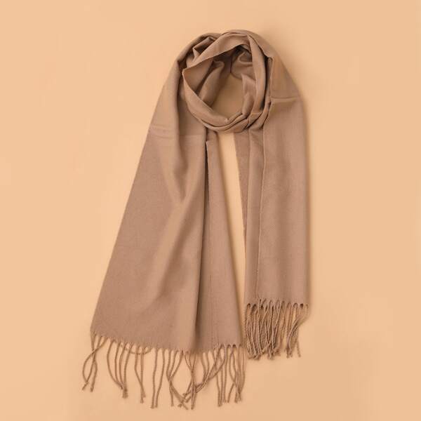 

Fringe Hem Scarf, Brown
