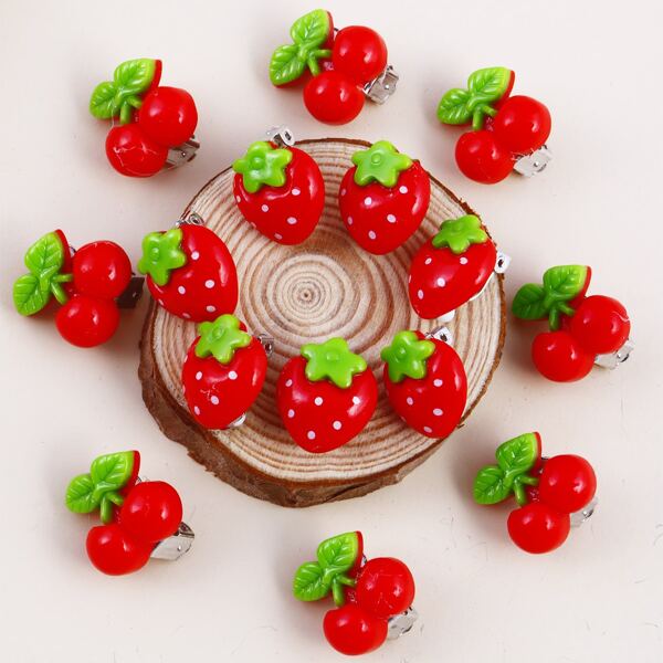 

15pcs Fruit Decor Hair Clip, Multicolor