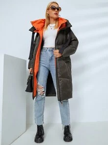 MIEGOFCE Áo khoác trùm đầu có đệm có khóa kéo Letter Tape - Màu xanh lá cây đậm - Xem 5