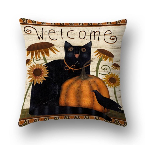 

Cat Print Cushion Cover Without Filler, Multicolor