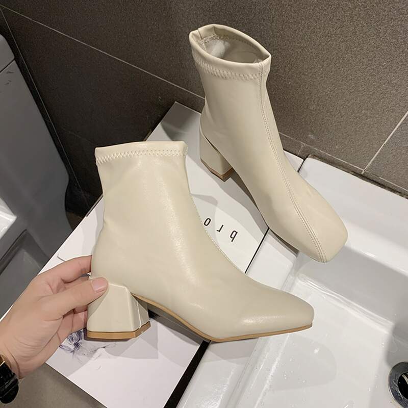 

Minimalist Slip On Boots, Beige