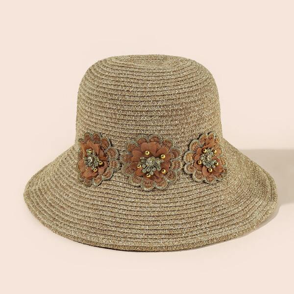 

Flower Embroidered Bucket Hat, Multicolor