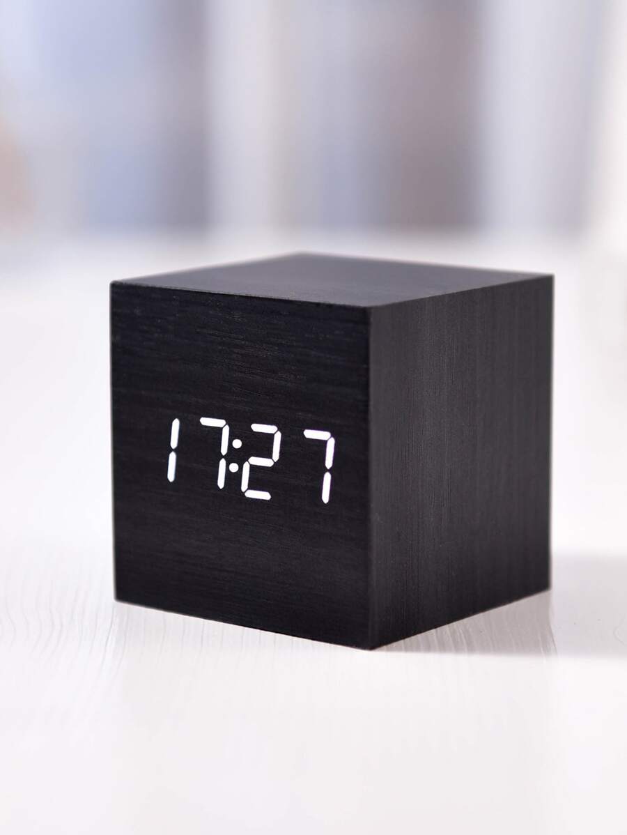 1pc Square Multifunction Digital Clock - Black and White - View 1