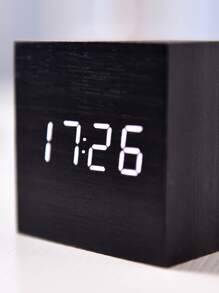 1pc Square Multifunction Digital Clock - Black and White - View 2