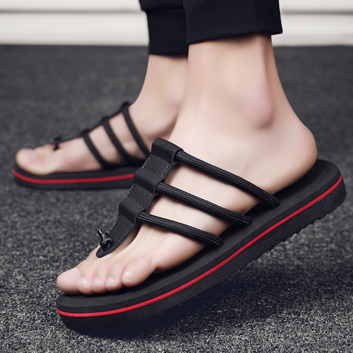 Вьетнамки с текстовым принтом с узлом для мужчины