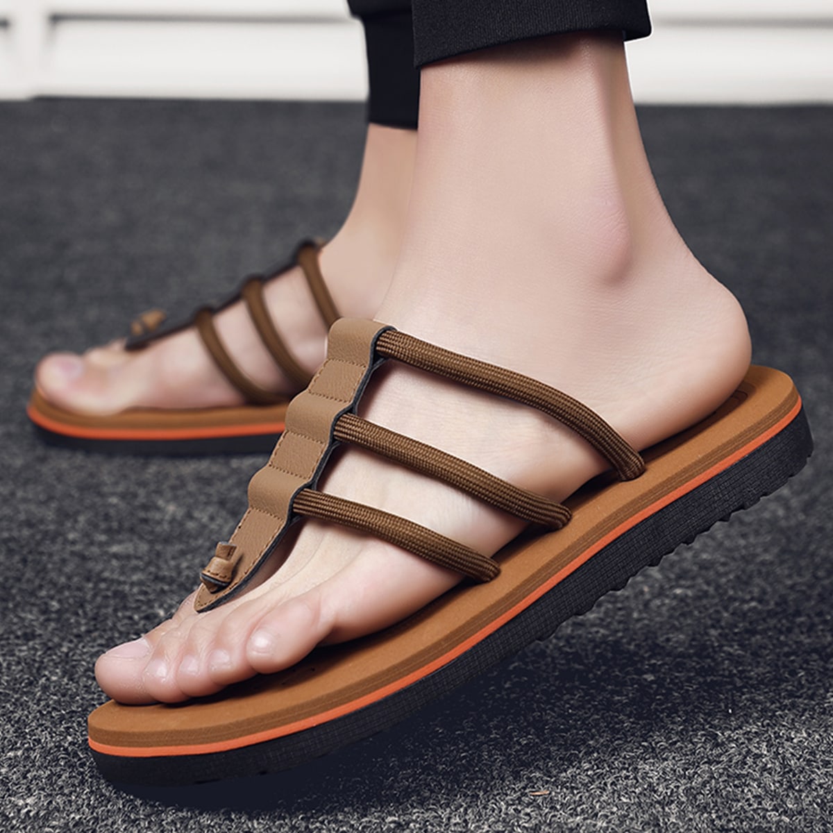 Вьетнамки с текстовым принтом с узлом для мужчины