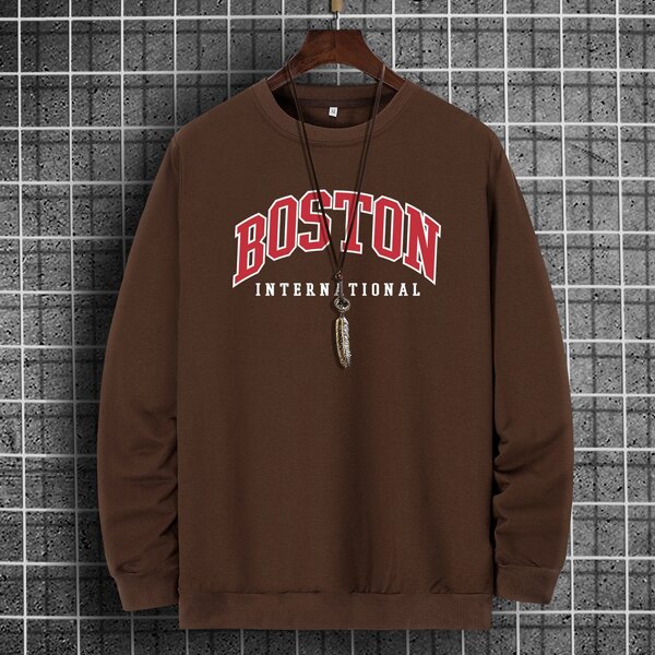 

Men Letter Graphic Sweatshirt, Coffee brown
