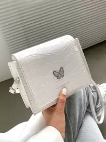 Túi đeo chéo Mini Crocodile Embossed Flap Valentine - trắng - Xem 1