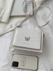 Túi đeo chéo Mini Crocodile Embossed Flap Valentine - trắng - Xem 4