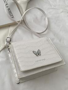 Túi đeo chéo Mini Crocodile Embossed Flap Valentine - trắng - Xem 5