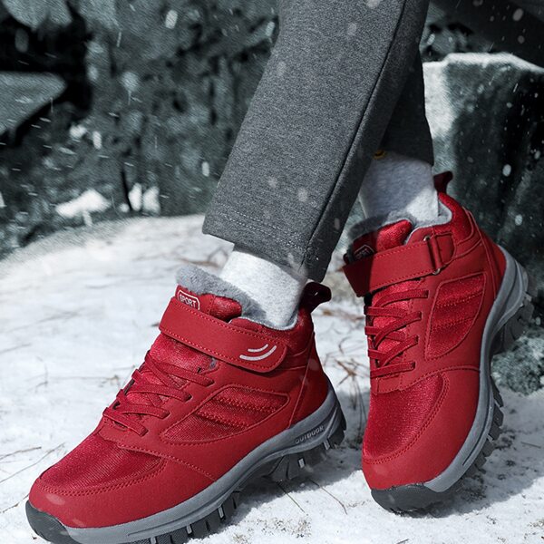 

Velcro Strap Plush Inside Sneakers, Red