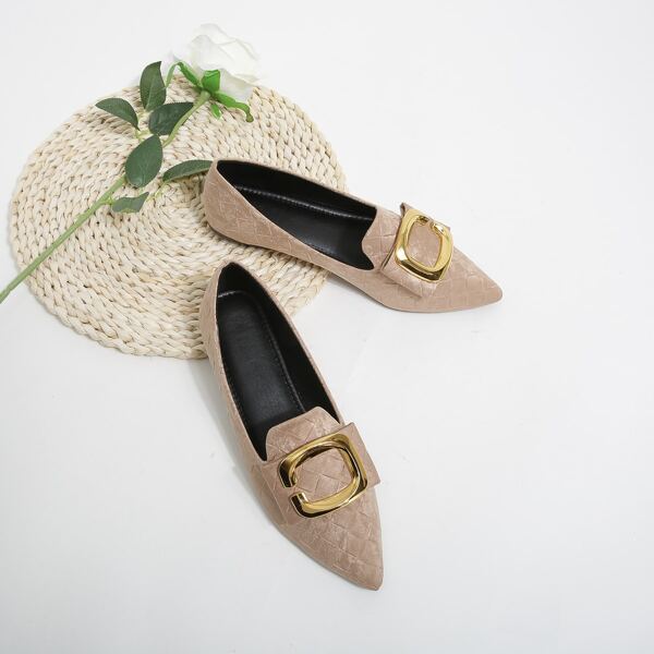 

Suede Snow Decor Loafers, Apricot