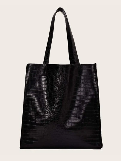CrocEmbossedShoulderToteBag - Best of SHEIN