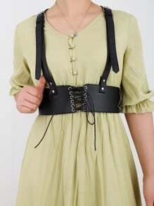 Cinturón arnés con cordón delantero - Negro - Ver 1