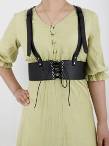 Cinturón arnés con cordón delantero - Negro - Ver 5