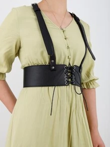 Cinturón arnés con cordón delantero - Negro - Ver 6