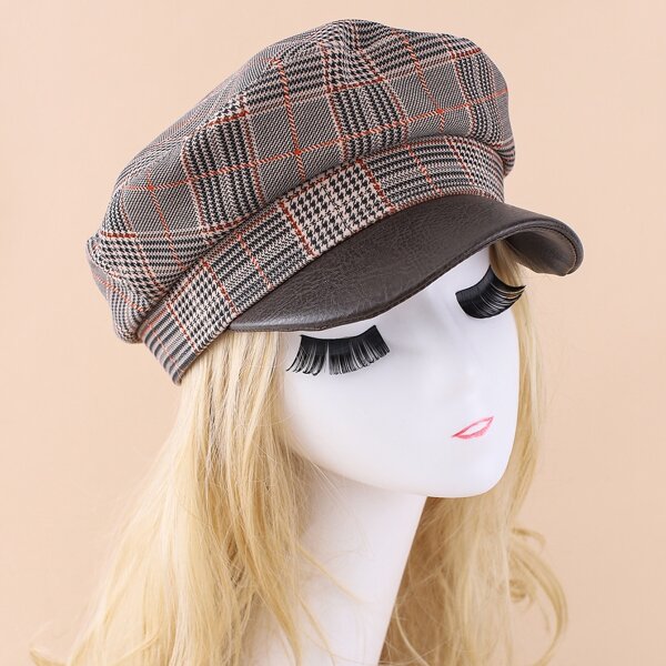 

Plaid Pattern Baker Boy Hat, Multicolor