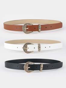3pcs/Set Women's Gold-Tone Vintage Western Style Buckle Belt For Dress/Jeans Everyday Wear Halloween Summer, School