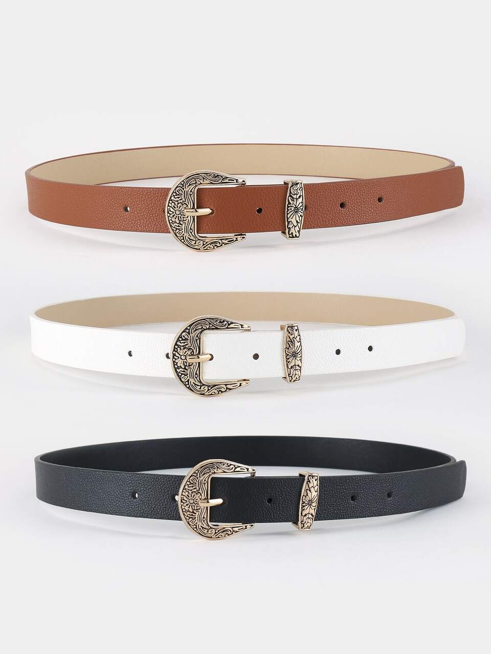 3pcs/Set Women's Gold-Tone Vintage Western Style Buckle Belt For Dress/ Everyday Wear Halloween Summer, School Fall, Autumn, Halloween