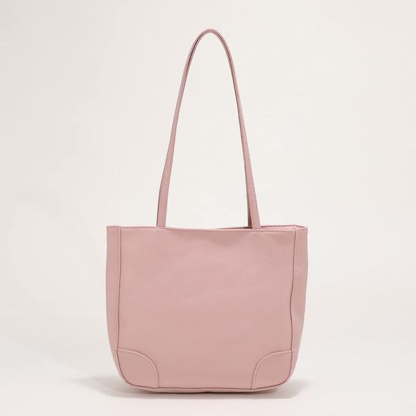 

Minimalist Nylon Shoulder Tote Bag, Pink