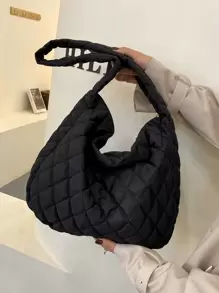 Nhẹ, Túi tote chần bông tối giản dành cho doanh nhân, Túi đeo chéo sức chứa lớn, Túi đeo vai có đệm hợp thời trang dành cho nữ tuổi teen Sinh viên đại học, tân binh & nhân viên văn phòng Hoàn hảo cho văn phòng, đại học, công việc, kinh doanh, đi làm, ngoài trời, du lịch, đi chơi - màu đen - Xem 2