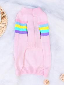 Áo len họa tiết sọc cho thú cưng - Hồng - Xem 3