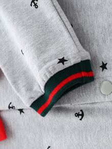 Áo liền quần Em bé Nơ Bướm Tương phản ren Nút phía trước Đồ họa Giải trí - Màu Xám nhạt - Xem 4