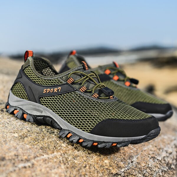 

Men Letter Graphic Drawstring Water Shoes, Army green
