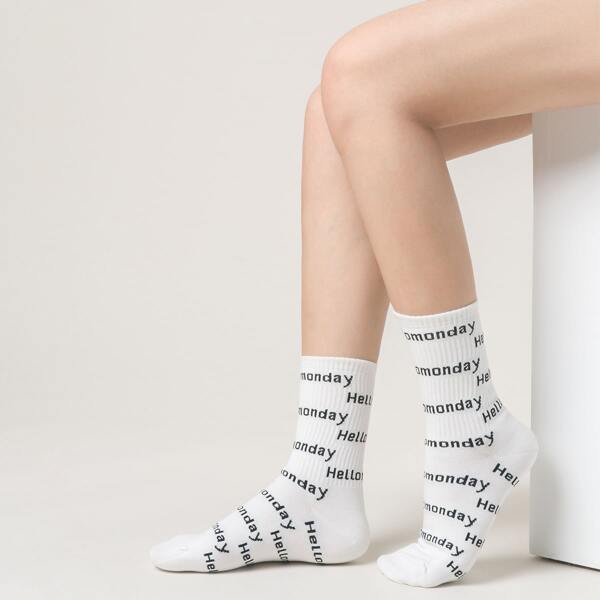 

Letter Graphic Crew Socks, Multicolor