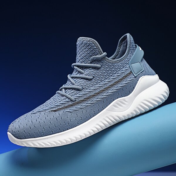 

Men Two Tone Lace-up Front Running Shoes, Blue