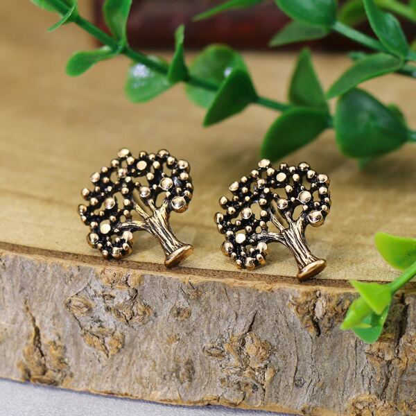 

Tree Decor Stud Earrings, Bronze
