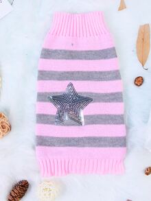 星星圖案寵物毛衣 - 彩色 - 查看 2