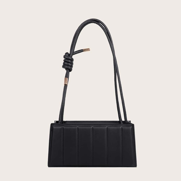 

Stitch Detail Baguette Bag, Black