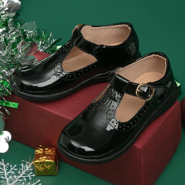 

Girls Buckle Decor Mary Janes, Black