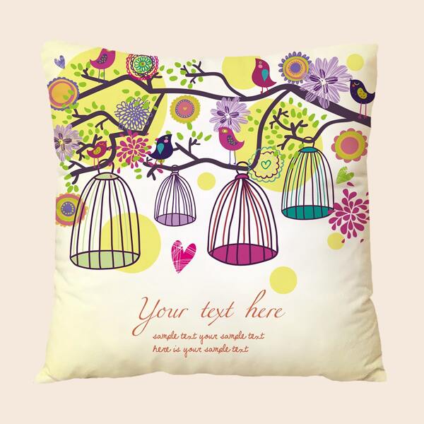 

Birdcage Print Cushion Cover Without Filler, Multicolor