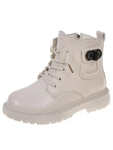 Niñas Botas de combate con cordón delantero - Caqui - Ver 3