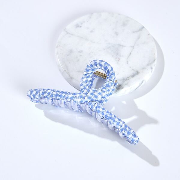 

Houndstooth Pattern Hair Claw, Blue