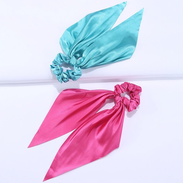 

2pcs Solid Scarf Hair Tie, Multicolor