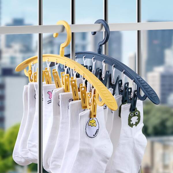 

1pc Random Non-slip Drying Hanger With Clothespin, Multicolor