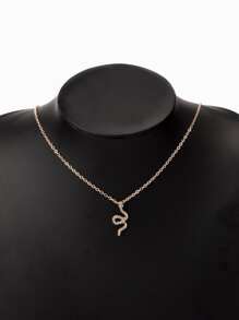 Collar con diamante de imitación serpiente - Oro rosa - Ver 1