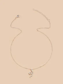 Collar con diamante de imitación serpiente - Oro rosa - Ver 3