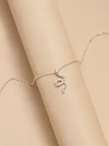 Collar con diamante de imitación serpiente - Oro rosa - Ver 5