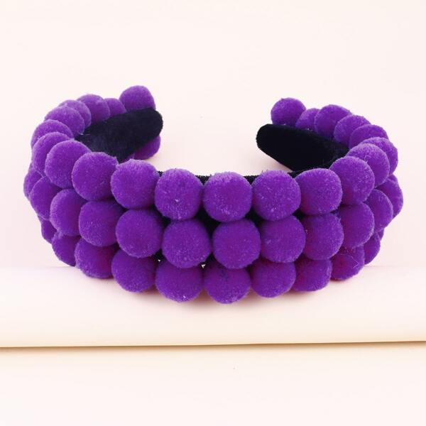 

Solid Ball Decor Wide Headband, Purple