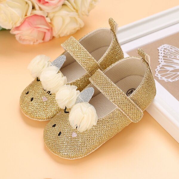 

Baby Glitter Cartoon Design Mary Janes, Gold