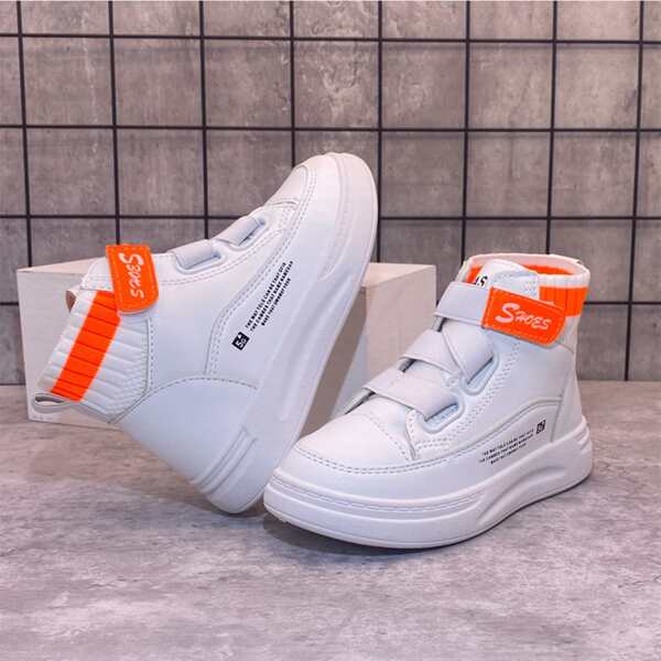 

Girls Letter Graphic High Top Velcro Strap Sneakers, White
