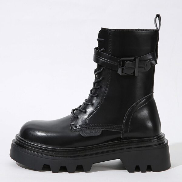 

Buckle Detail Combat Boots, Black