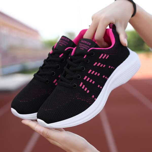 

Two Tone Striped Pattern Running Shoes, Multicolor