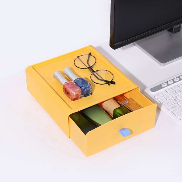 

1pc Drawer Type Desk Storage Box, Yellow